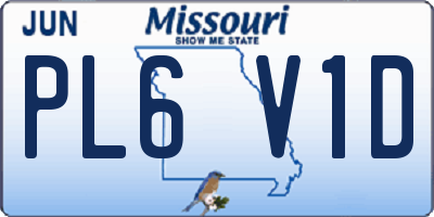 MO license plate PL6V1D