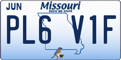 MO license plate PL6V1F
