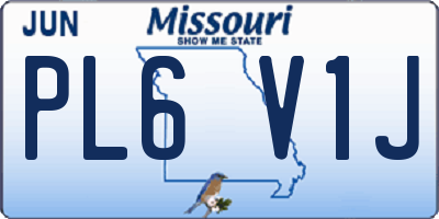 MO license plate PL6V1J