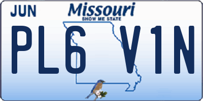 MO license plate PL6V1N