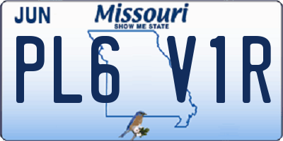 MO license plate PL6V1R
