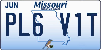 MO license plate PL6V1T