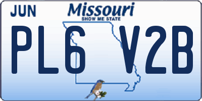 MO license plate PL6V2B