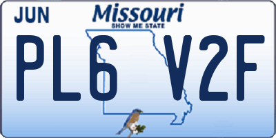 MO license plate PL6V2F