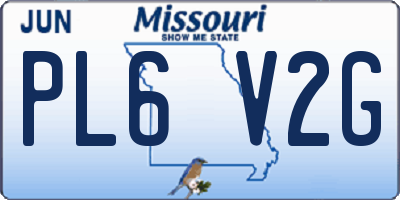 MO license plate PL6V2G