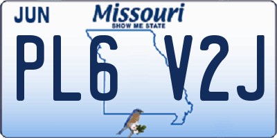MO license plate PL6V2J