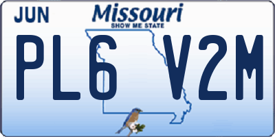 MO license plate PL6V2M