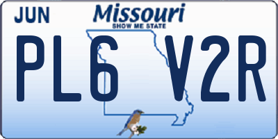 MO license plate PL6V2R