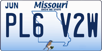 MO license plate PL6V2W