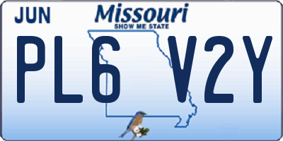 MO license plate PL6V2Y