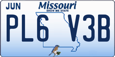 MO license plate PL6V3B