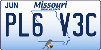 MO license plate PL6V3C