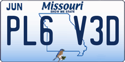 MO license plate PL6V3D