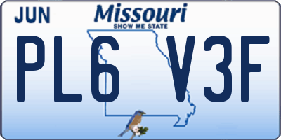 MO license plate PL6V3F