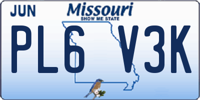 MO license plate PL6V3K