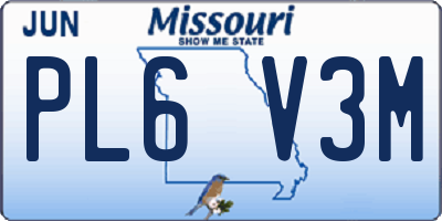 MO license plate PL6V3M