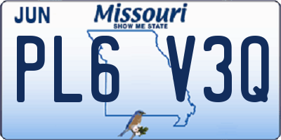 MO license plate PL6V3Q