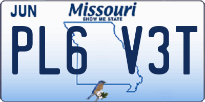 MO license plate PL6V3T