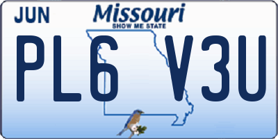 MO license plate PL6V3U
