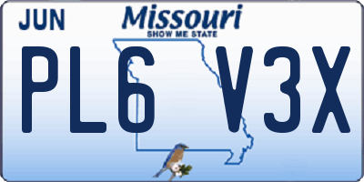 MO license plate PL6V3X