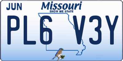 MO license plate PL6V3Y