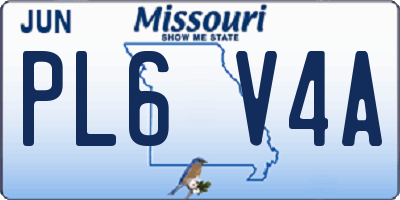 MO license plate PL6V4A