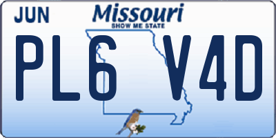 MO license plate PL6V4D