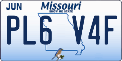 MO license plate PL6V4F