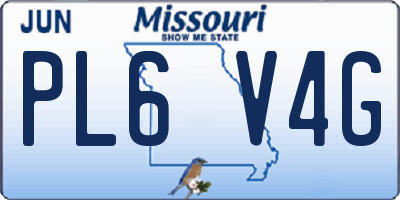 MO license plate PL6V4G
