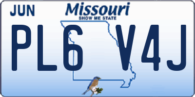 MO license plate PL6V4J