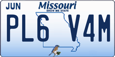 MO license plate PL6V4M