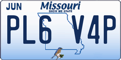 MO license plate PL6V4P