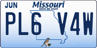 MO license plate PL6V4W