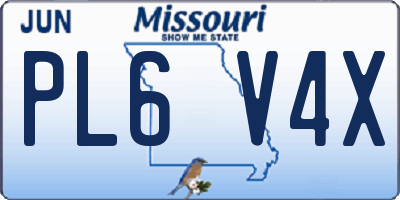 MO license plate PL6V4X