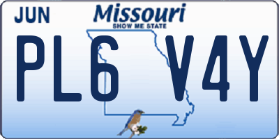 MO license plate PL6V4Y
