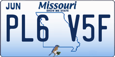 MO license plate PL6V5F