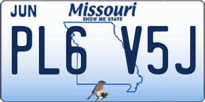 MO license plate PL6V5J