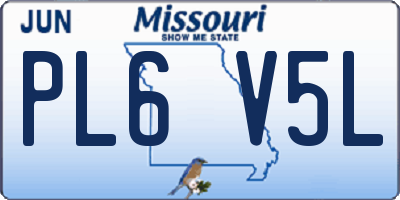 MO license plate PL6V5L