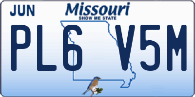 MO license plate PL6V5M