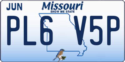 MO license plate PL6V5P