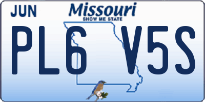 MO license plate PL6V5S