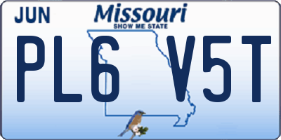 MO license plate PL6V5T