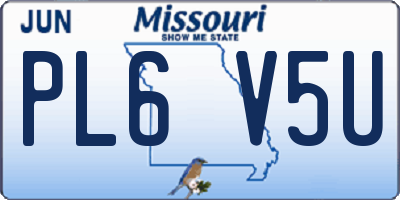 MO license plate PL6V5U