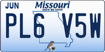 MO license plate PL6V5W
