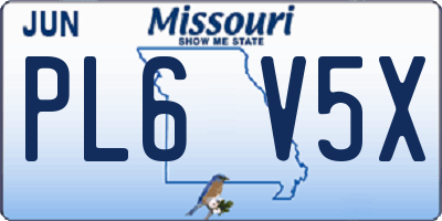 MO license plate PL6V5X