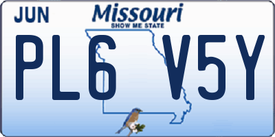 MO license plate PL6V5Y