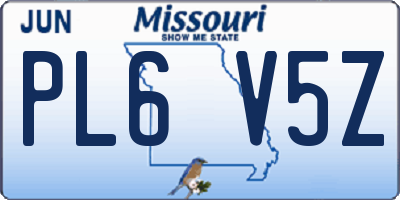 MO license plate PL6V5Z