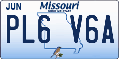 MO license plate PL6V6A