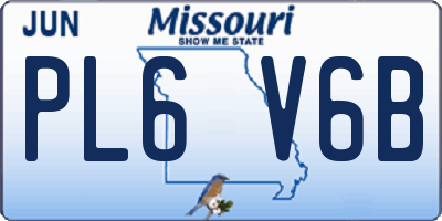 MO license plate PL6V6B
