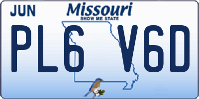 MO license plate PL6V6D
